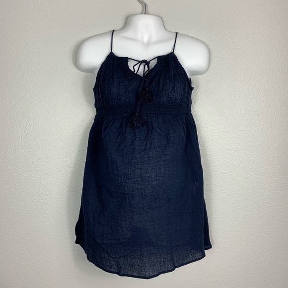 Mimi Maternity Tops - Mimi Maternity Navy Seersucker Tank